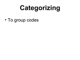 Categorizing To group codes 