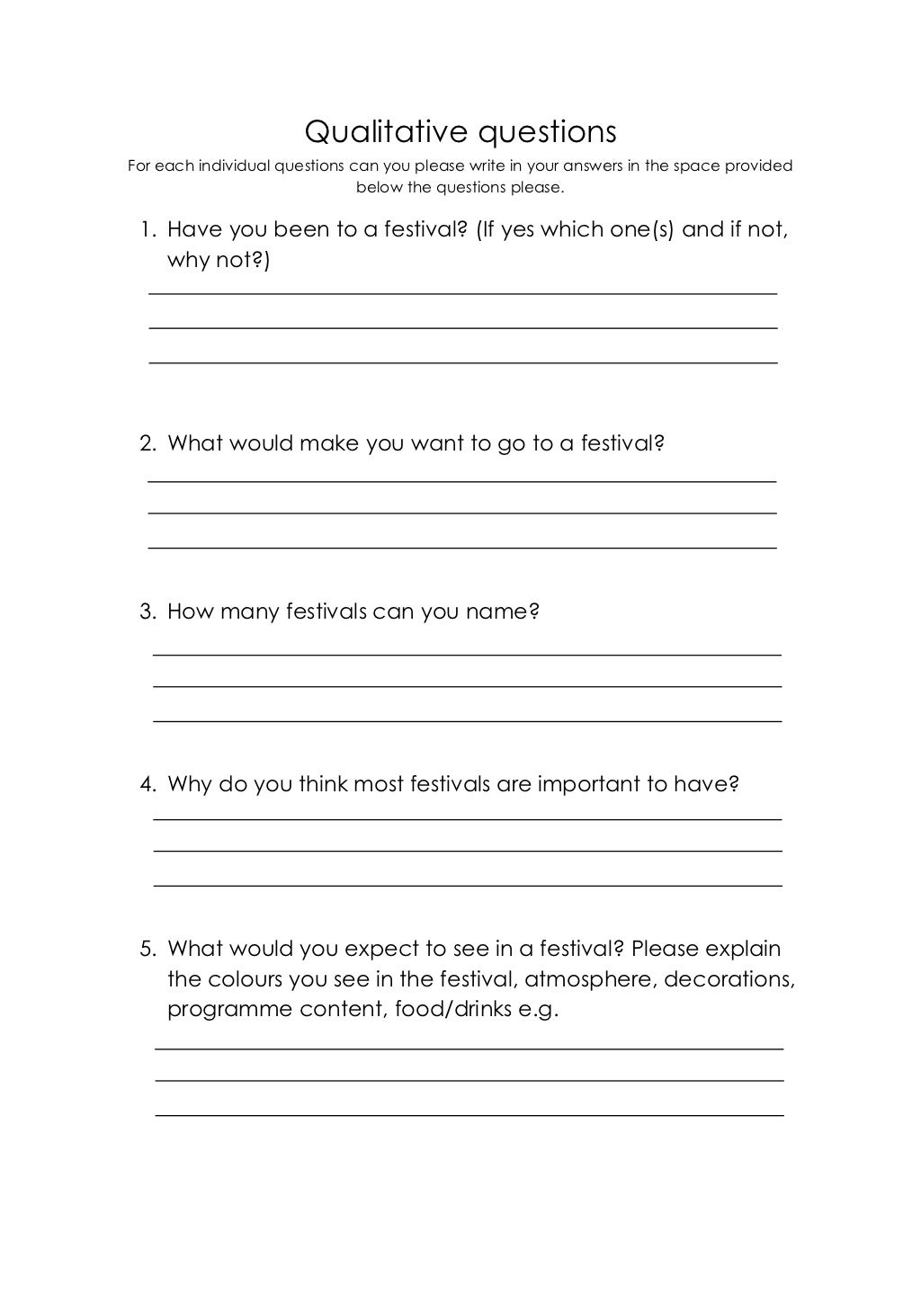 Qualitative Questionnaire - Festival