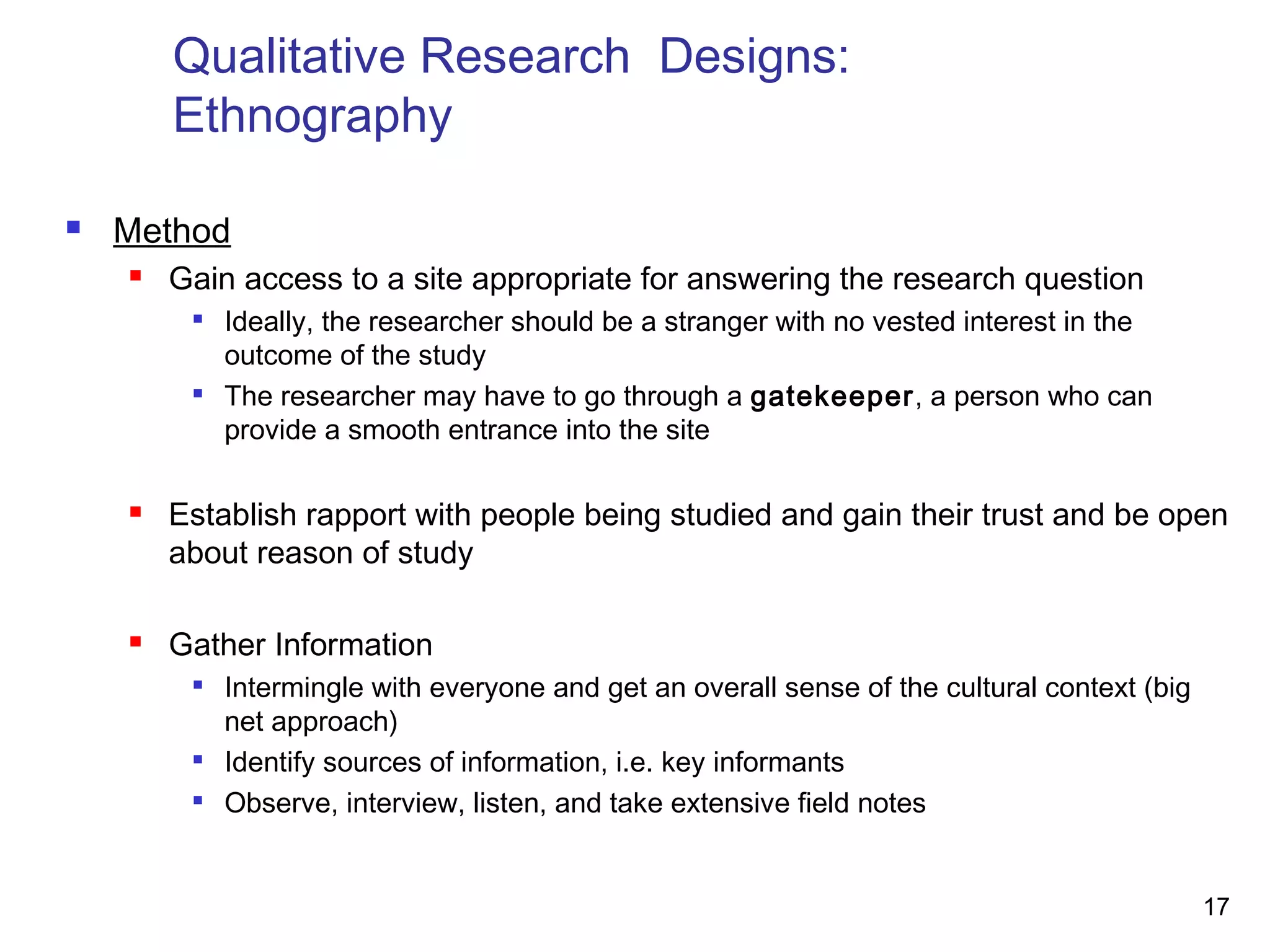 Qualitative research designs | PPT