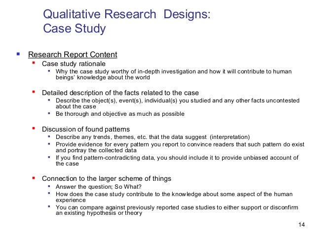 Qualitative Case Study Research Example : Quantitative Method designs ...
