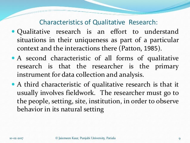 Characteristics Of Qualitative Research Quantitative Research