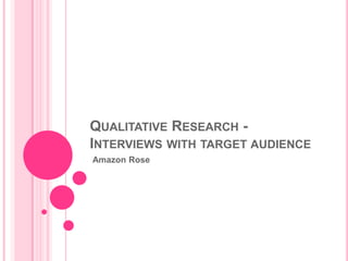 QUALITATIVE RESEARCH INTERVIEWS WITH TARGET AUDIENCE
Amazon Rose

 