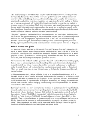 Qualitative research methods - a data collector's field guide | PDF