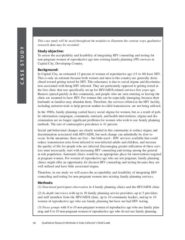 Case study in qualitative research in health