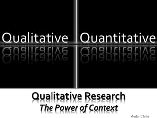 Muder Chiba
Qualitative Research
The Power of Context
Qualitative Quantitative
 