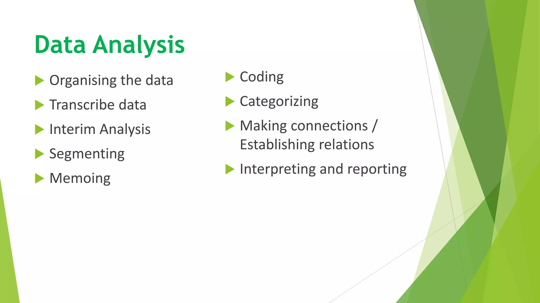Qualitative research, types, data collection and analysis | PPTX