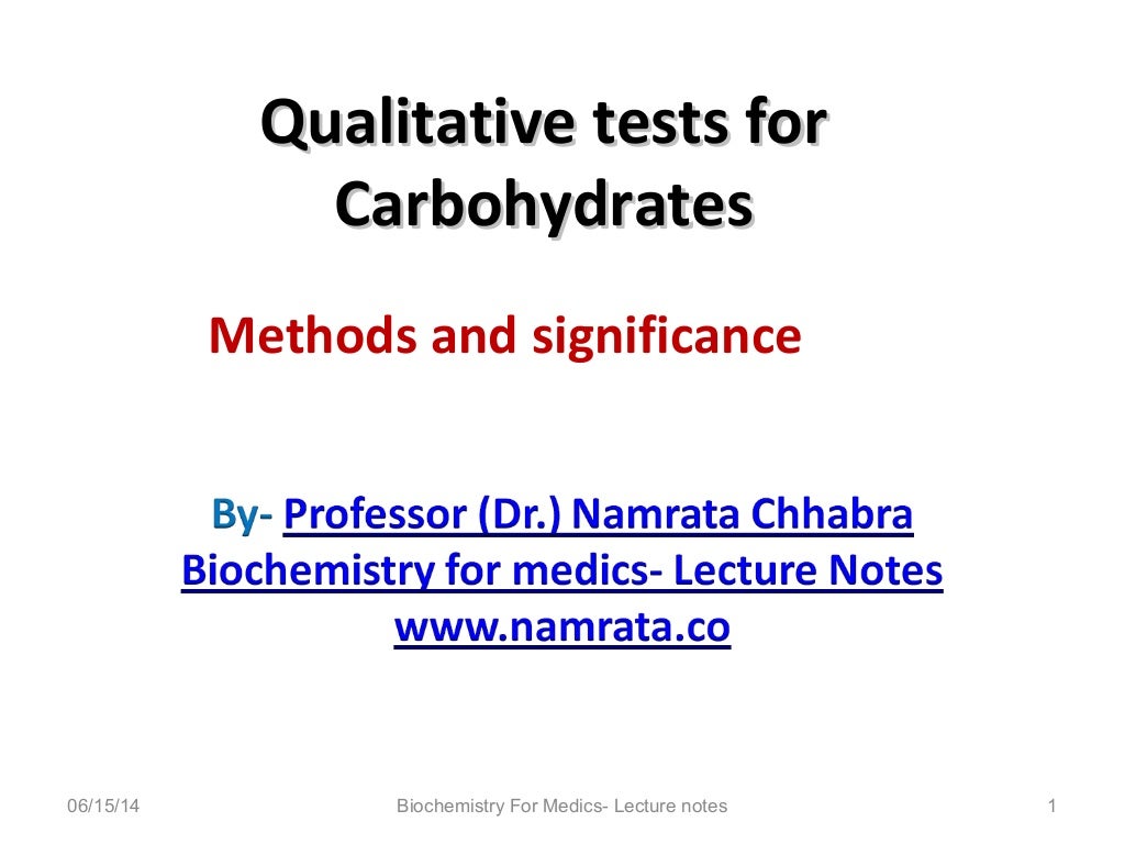 Qualitative tests for carbohydrates