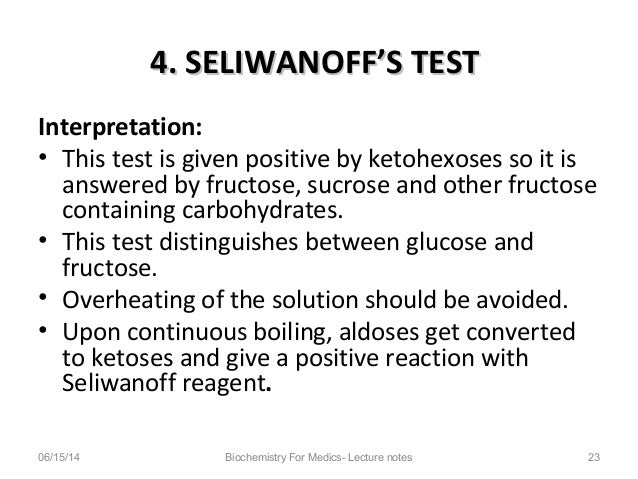 qualitative tests for carbohydrates would you expect fructose or glucose to form a red color rapidly with seliwanoff s reagent