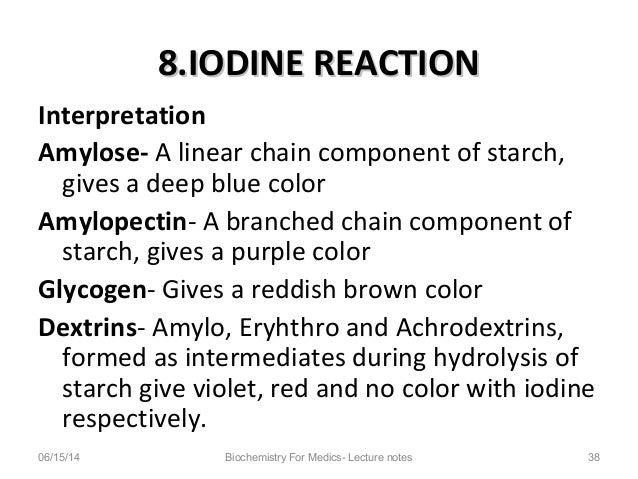 Iodine Test For Starch Color Chart