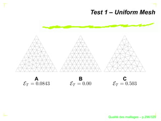 Test 1 – Uniform Mesh




A   B                  C




                   ´
             Qualite des maillages – p.296/329
 