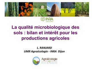 Qualite Microbiologique Sols l ranjard vegenov 29062017 PDF
