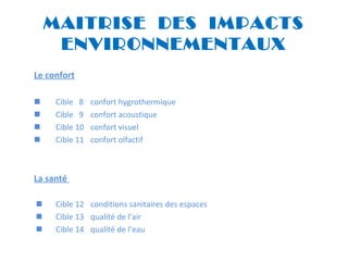 Qualité environnementale des bâtiments