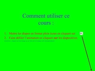 Comment utiliser ce
                                    cours :
    1. Mettre les diapos en format plein écran en cliquant sur
    2. Faire défiler l’animation en cliquant sur les diapositives
    (attention : cliquer sur une image ou un lien ouvre la page web correspondante)




Rémi BACHELET –                                                    mars 12            Utilisation ou copie interdites sans citation   2
 