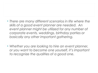 Qualities of a Good Event Planner | PPT