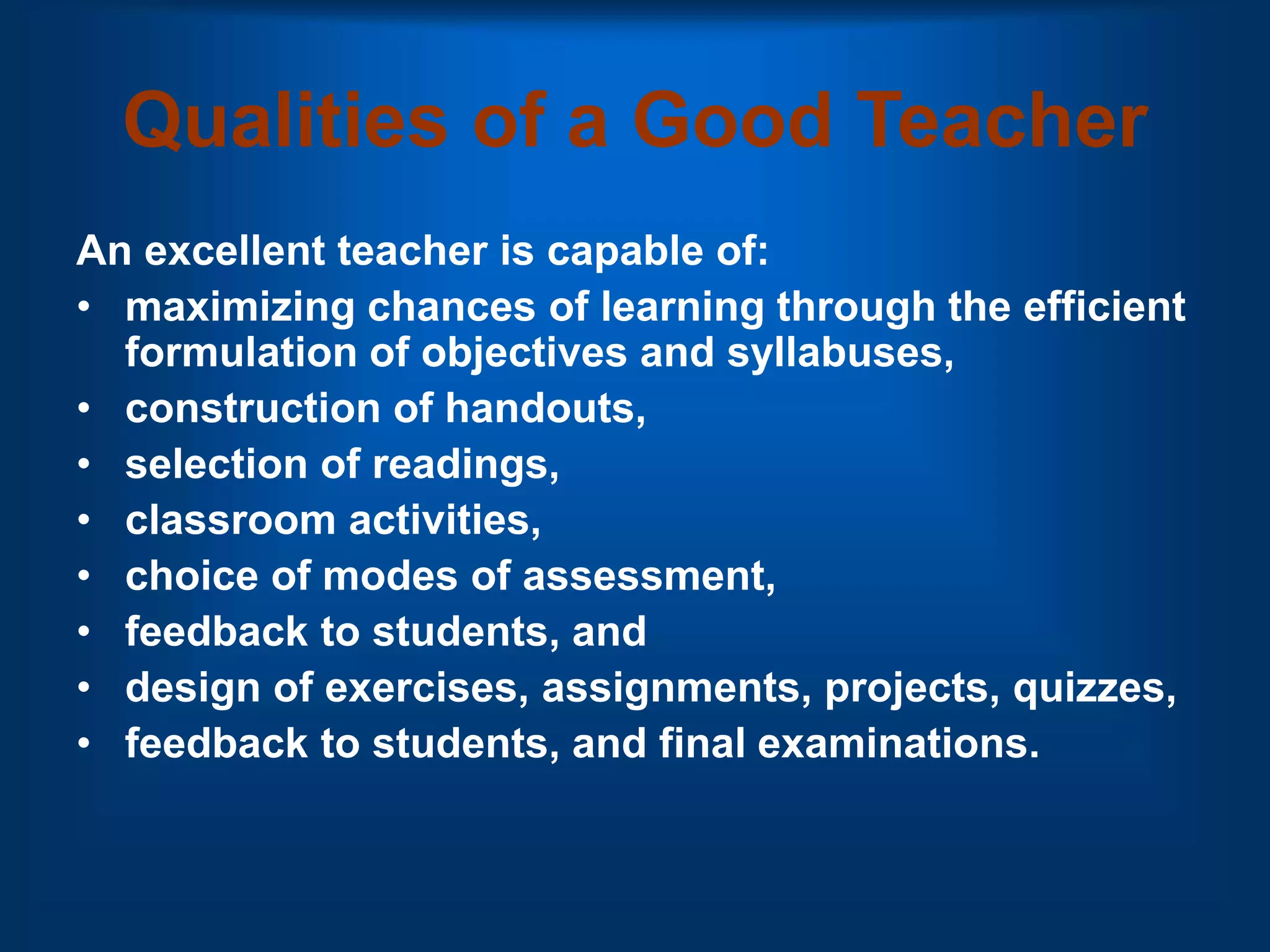 Qualities of a Good Teacher | PPT