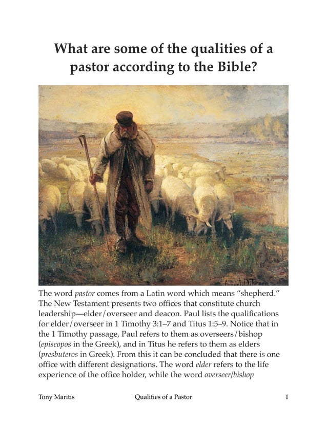 Qualities of a Pastor PDF