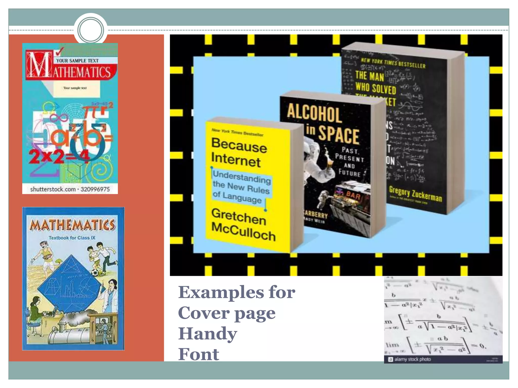 Examples for
Cover page
Handy
Font
 