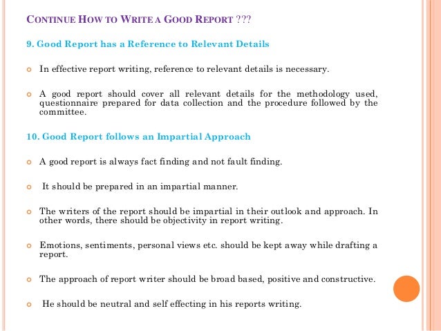 Good report writing