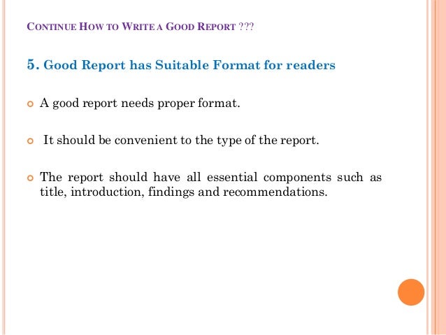 Writing good reports