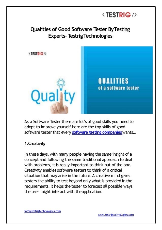 Qualities of Good Software Tester By Testing Experts Testrig Technologies