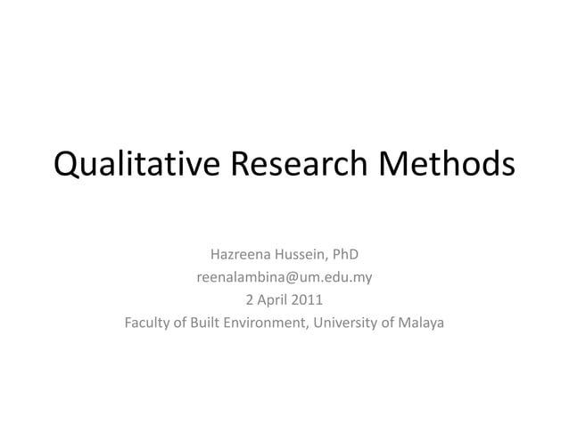 Qualitative Research Methods | PPT