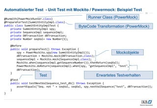Automatisierter Test - Unit Test mit Mockito / Powermock: Beispiel Test
@RunWith(PowerMockRunner.class)
@PrepareForTest(Su...
