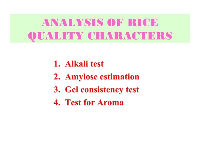 Rice Quality Management – Rice Quality – QAUFZW