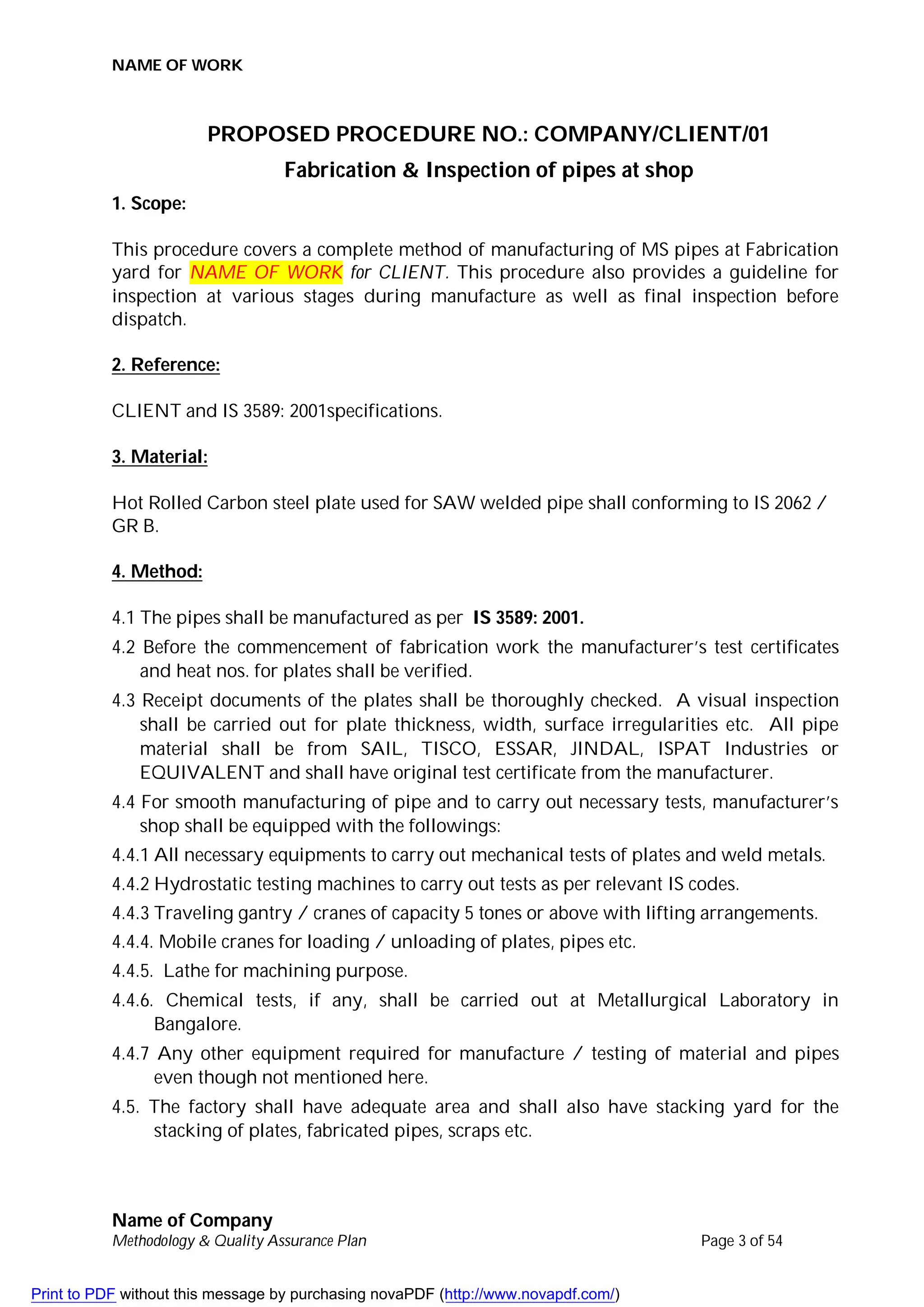 Quality assurance-for-ms-pipe itp------------------------- | PDF