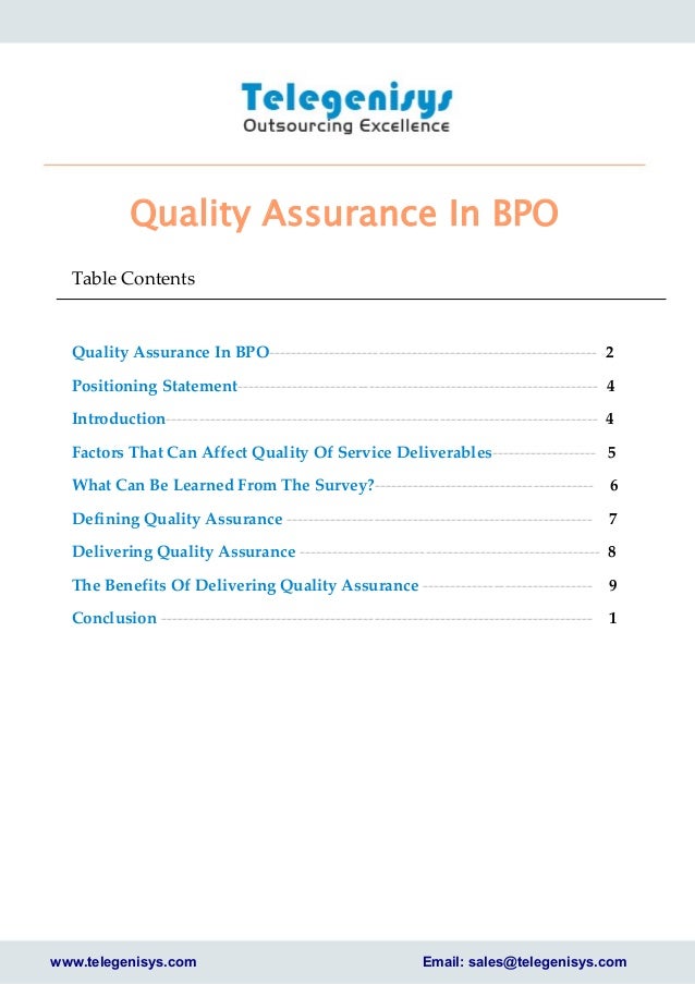 Quality assuranceinbpo