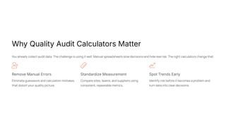 Quality Audit Calculators - convert audit data into clear metrics like ...