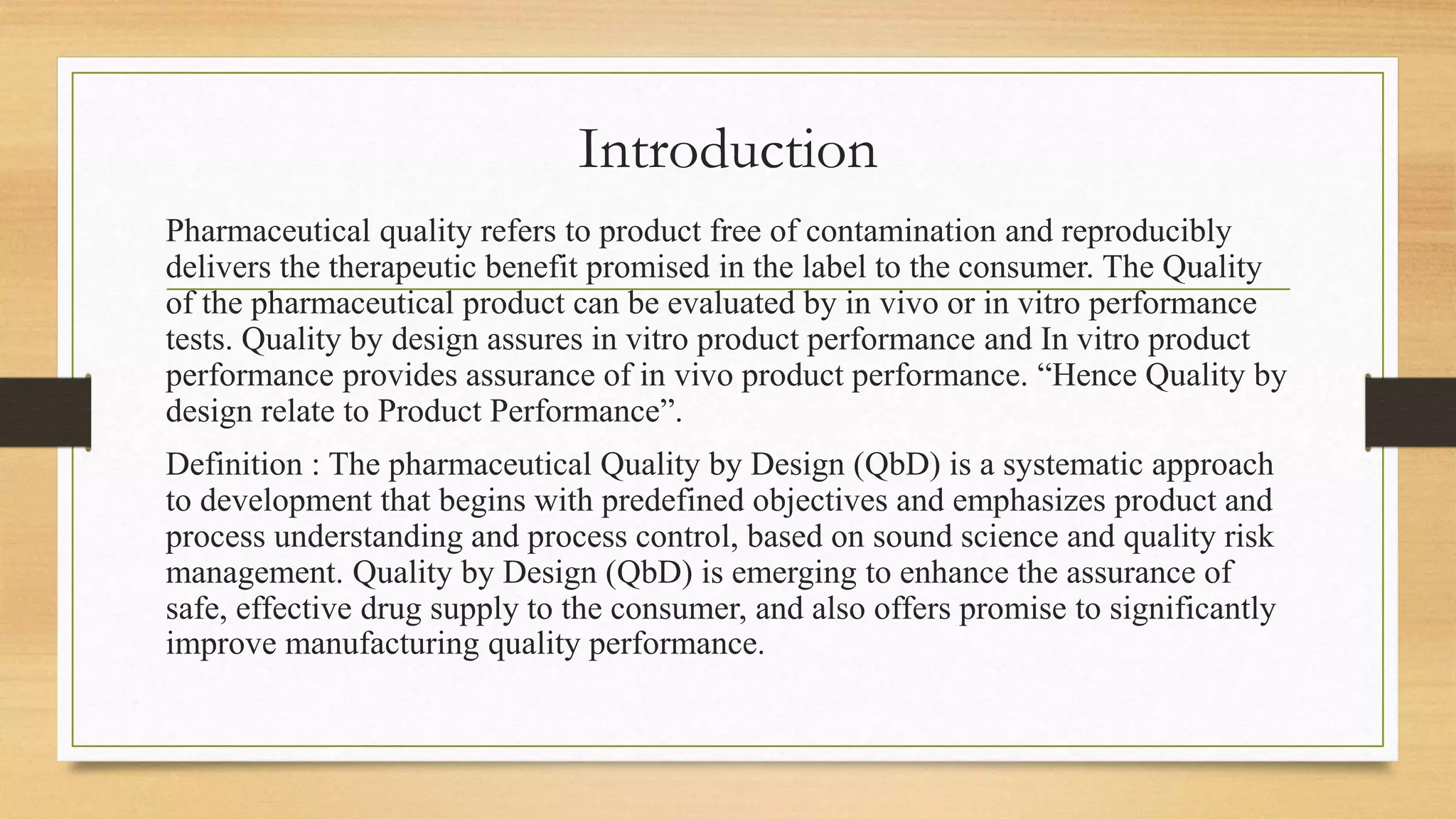 Quality by-design in pharmaceutical development | PPTX