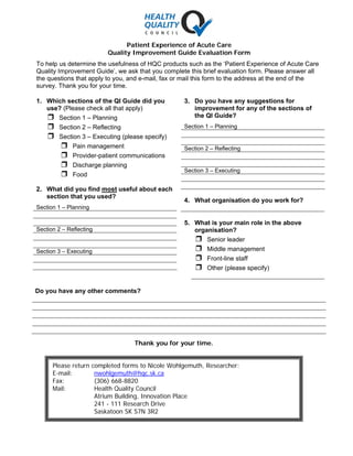 Quality Improvement Project Guide