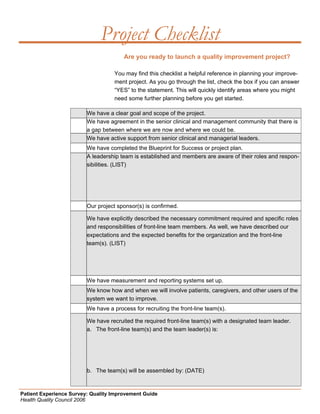 Quality Improvement Project Guide