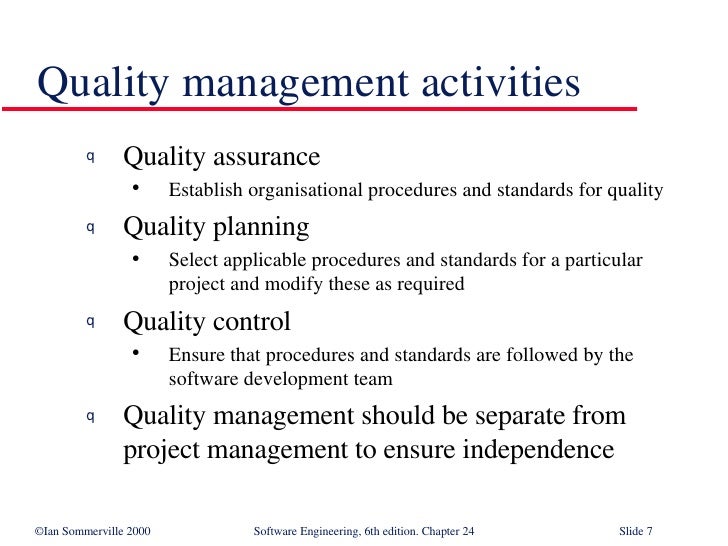 Quality Management in Software Engineering SE24