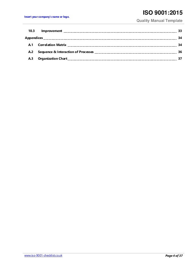 Quality manualtemplateexample