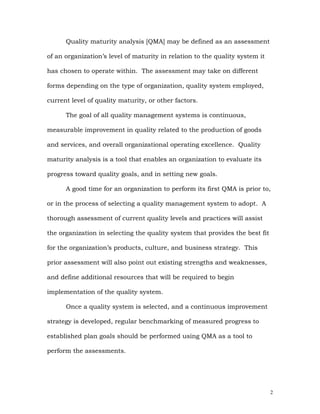 Quality Management Maturity Chart.pdf Quality Maturity Analysis | PDF
