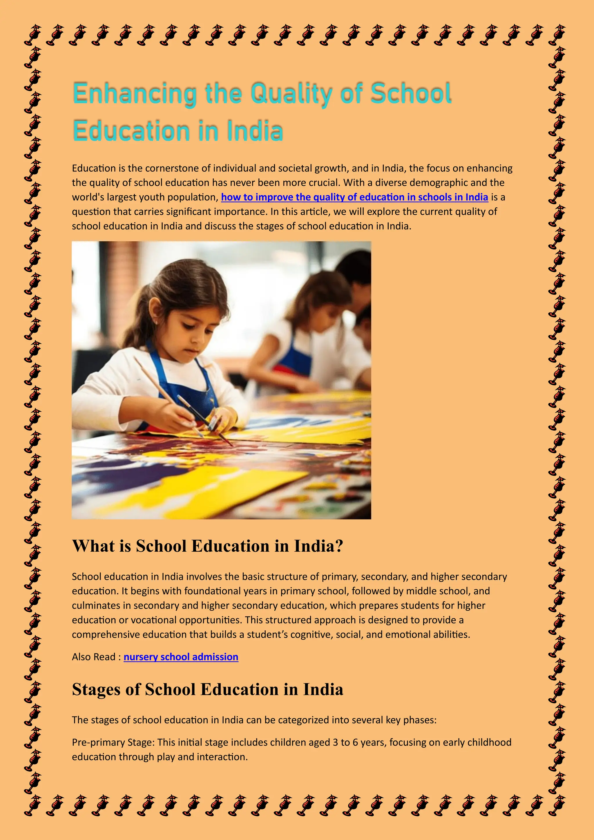 Enhancing the Quality of School Education in India | PDF