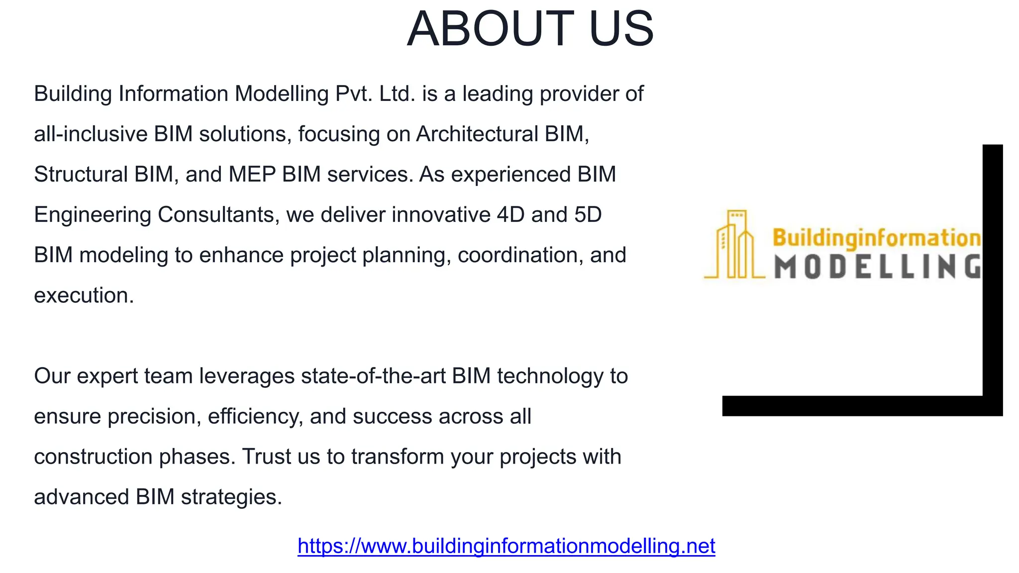 ABOUT US
Building Information Modelling Pvt. Ltd. is a leading provider of
all-inclusive BIM solutions, focusing on Architectural BIM,
Structural BIM, and MEP BIM services. As experienced BIM
Engineering Consultants, we deliver innovative 4D and 5D
BIM modeling to enhance project planning, coordination, and
execution.
Our expert team leverages state-of-the-art BIM technology to
ensure precision, efficiency, and success across all
construction phases. Trust us to transform your projects with
advanced BIM strategies.
https://www.buildinginformationmodelling.net
 