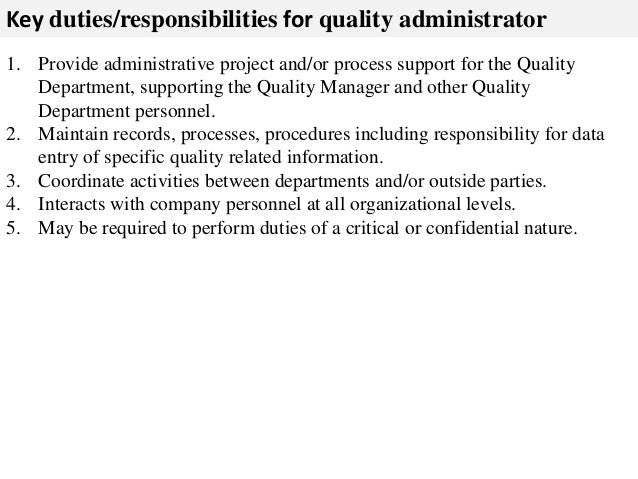 quality administrator job description admin duties