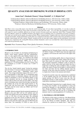 Quality analysis of drinking water in bhopal city | PDF