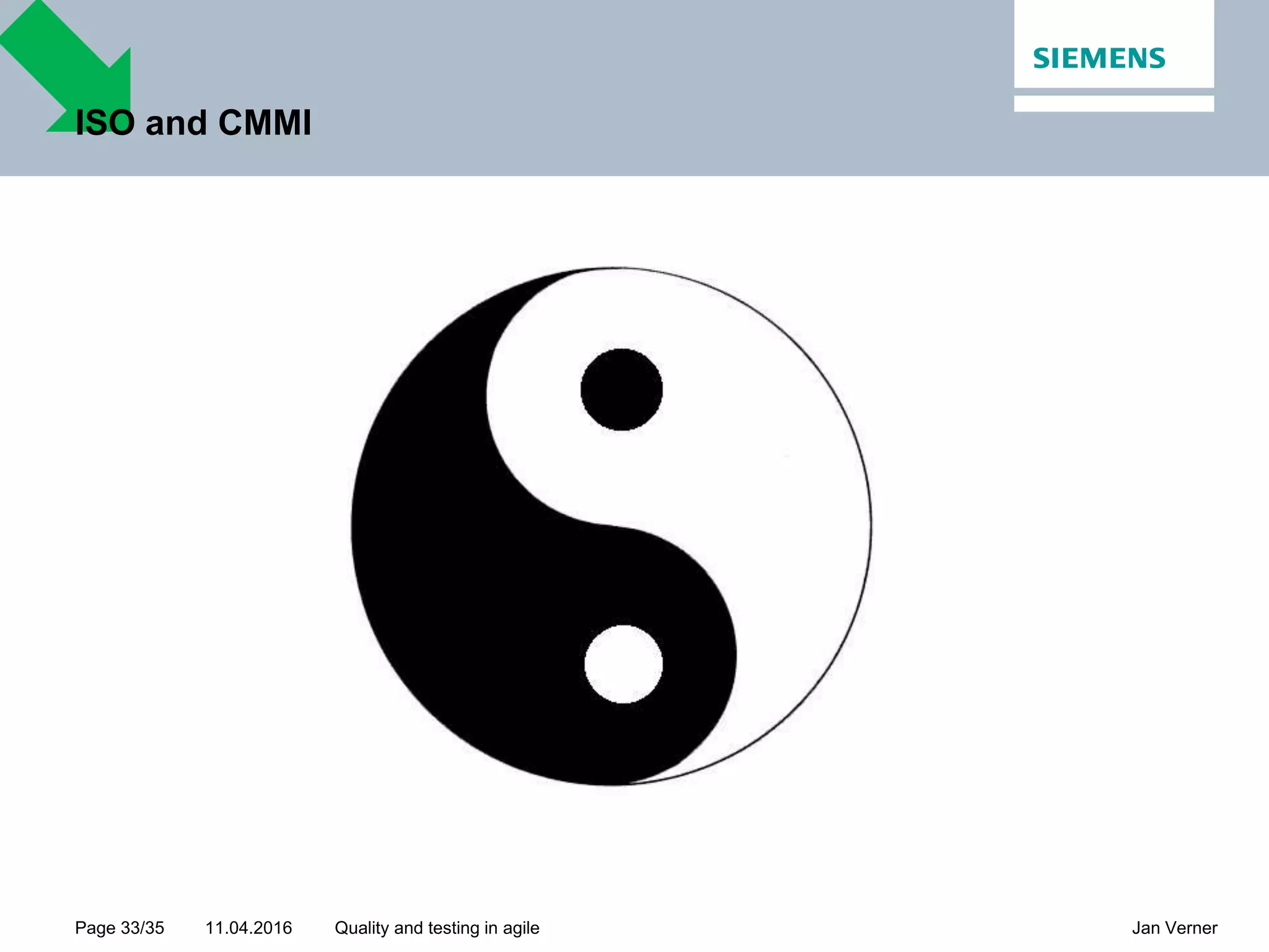 11.04.2016Page 33/35 Jan VernerQuality and testing in agile ISO and CMMI 