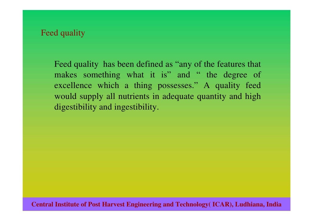 Quality and safety of animal feed in india