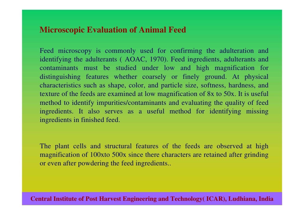 Quality and safety of animal feed in india