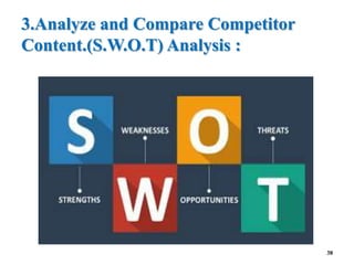 3.Analyze and Compare Competitor
Content.(S.W.O.T) Analysis :
38
 