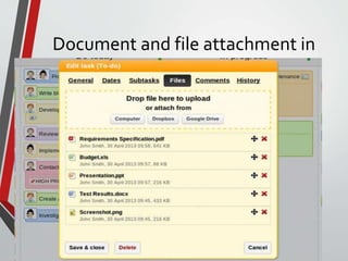 Document and file attachment in
kan ban
 