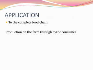 APPLICATIONTo the complete food chainProduction on the farm through to the consumer