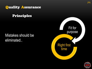 gM




                             Fit for
                            purpose
Mistakes should be
eliminated..
                     Right first
                       time
 