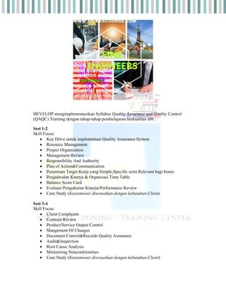 Quality Assurance and Quality Control (QA/QC) Training | PDF