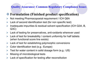 Quality assuranceandregulatorycomplianceforpharmaceuticalproduct | PPTX