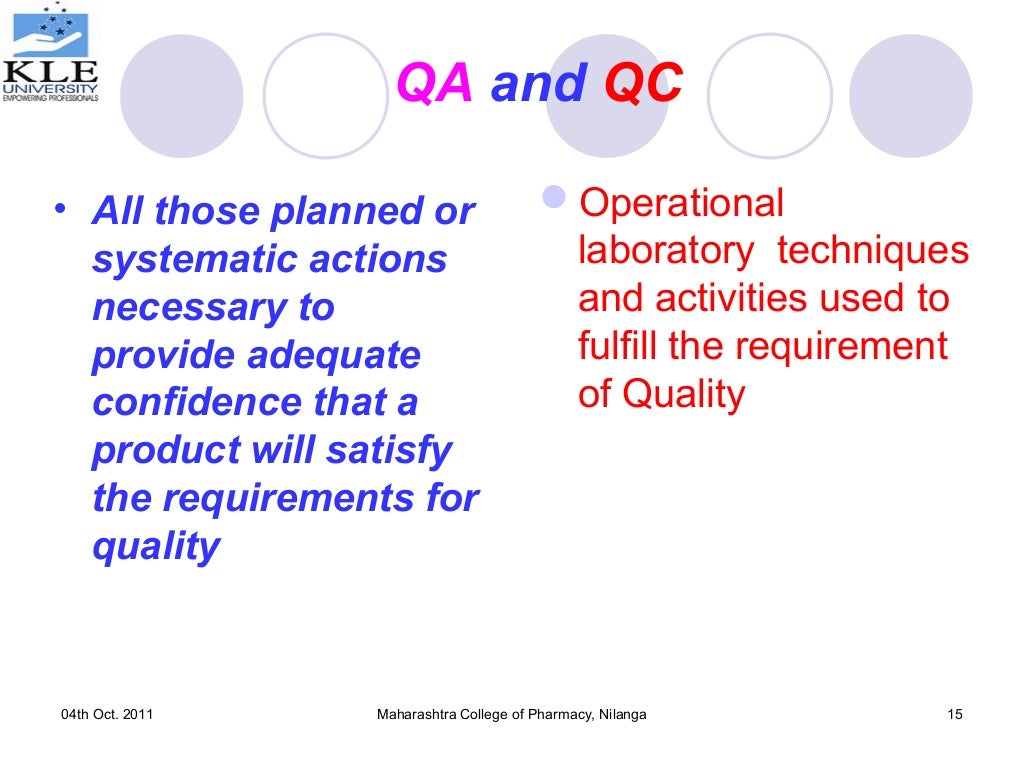 Quality assurance and regulatory compliance for pharmaceutical product